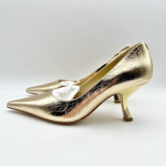 Michael Kors Womens Luna Mid Pumps US 6M EU 36.5 Gold Leather NIB - Picture 8 of 12